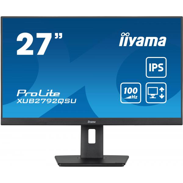 Monitor iiyama ProLite XUB2792QSU-B6 LED 27" 2560 x 1440 WQHD @ 100 Hz IPS 250 cd/m² 1300:1 0.4 ms HDMI DisplayPort altoparlanti nero opaco
