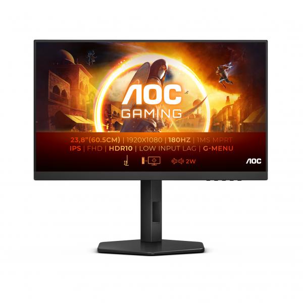 AOC 24G4X Monitor PC 60,5 cm [23.8] 1920 x 1080 Pixel Full HD LCD Nero (23.8 IPS 1920X1080 180HZ 1MS - GTG HDR10 ADAPTIVE SYNC 2HDMIDIS)