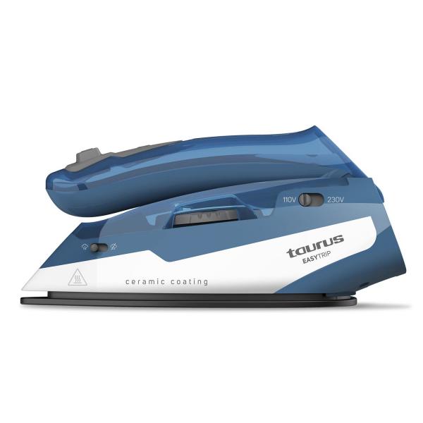 Taurus EASY TRIP Ferro da stiro a secco e a vapore Piastra in Ceramica 1100 W Blu, Bianco (TAURUS Travel Iron EasyTrip Blue)