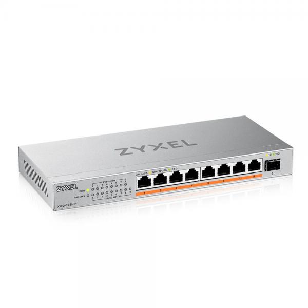 Zyxel XMG-108HP Non gestito 2.5G Ethernet [100/1000/2500] Supporto Power over Ethernet [PoE] (Zyxel XMG-100 Series XMG-108HP - Switch - unmanaged - unmanaged - 8 x 100/1000/2.5G [PoE++] + 1 x Gigabit SFP / 10 Gigabit SFP+ - desktop, montaggio a parete - PoE++ [100 W])