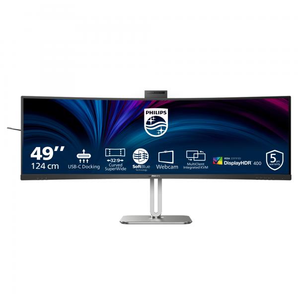 PHILIPS MONITOR CURVO 49 LED VA DUAL QHD 32:9 4MS 450 CDM, USB-C DOCK, WEBCAM, REG ALTEZZA, DP/HDMI, MULTIMEDIALE