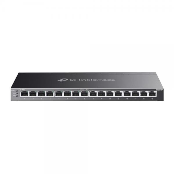 TP-Link Omada SG2016P switch di rete Gestito L2/L2+ Gigabit Ethernet [10/100/1000] Supporto Power over Ethernet [PoE] Nero (16-PORT GIGABIT SMART SWITCH - 8-PORT POE+ 120W POE)