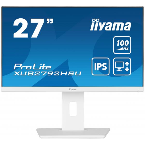iiyama ProLite XUB2792HSU-W6 LED display 68,6 cm [27] 1920 x 1080 Pixel Full HD Bianco (iiyama ProLite XUB2792HSU-W6 - LED monitor - 27 - 1920 x 1080 Full HD [1080p] @ 100 Hz - IPS - 250 cd/mÂ² - 1300:1 - 0.4 ms - HDMI, DisplayPort - speakers - white, matte)