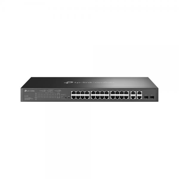 TP-Link Omada SL2428P switch di rete Gestito L2 Fast Ethernet [10/100] Supporto Power over Ethernet [PoE] 1U Nero (TP-LINK [T1500-28PCT] 24-Port Smart PoE Switch, 24 x 10/100Mbps PoE+ 4-Port Gigabit, 2 Combo GB SFP Slots, Rackmountable)