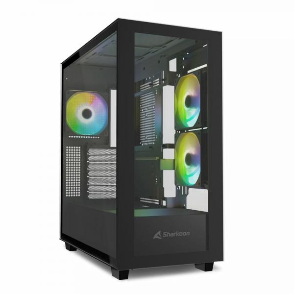 SHARKOON CASE REBEL C60 RGB BLACK ATX 2x U3, 1x Type-C,TRRS, 2x Tempered Glass, 4x 120 ARGB PWM, ARG - immagine prodotto