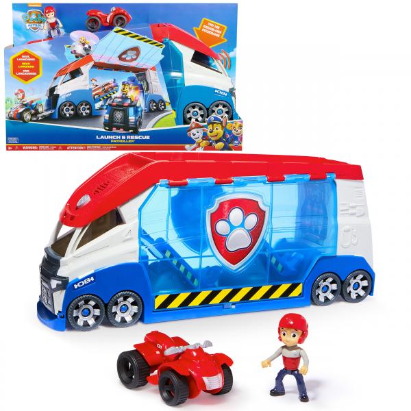 PAW Patrol , PAW Patroller trasformabile con lanciatore per veicoli, luci e suoni, personaggio di Ryder e quad giocattolo, Giocattoli per bambini e bambine da 3 anni in su (PAW Patrol Launche & Rescu