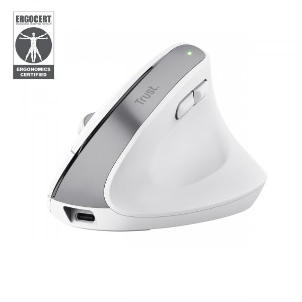 TRUST MOUSE BAYO ERGONOMICO WIRELESS, BIANCO