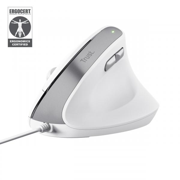 TRUST MOUSE ERGONOMICO BAYO II, BIANCO