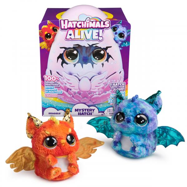 Hatchimals Alive, Uovo Mystery Hatch Draggle, Peluche Interattivo a Sorpresa con Effetti Speciali, Nebbia, Luci, 100 Reazioni e Suoni, Giocattoli per Bambini e Bambine, 5+ Anni - Modelli Variabili (H