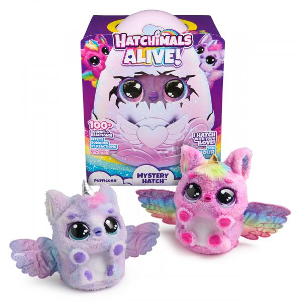 Hatchimals Alive, Uovo Mystery Hatch Pufficorn, Peluche Interattivo a Sorpresa con Effetti Speciali, Nebbia, Luci, 100 Reazioni e Suoni, Giocattoli per Bambini e Bambine, 5+ Anni - Modelli Variabili