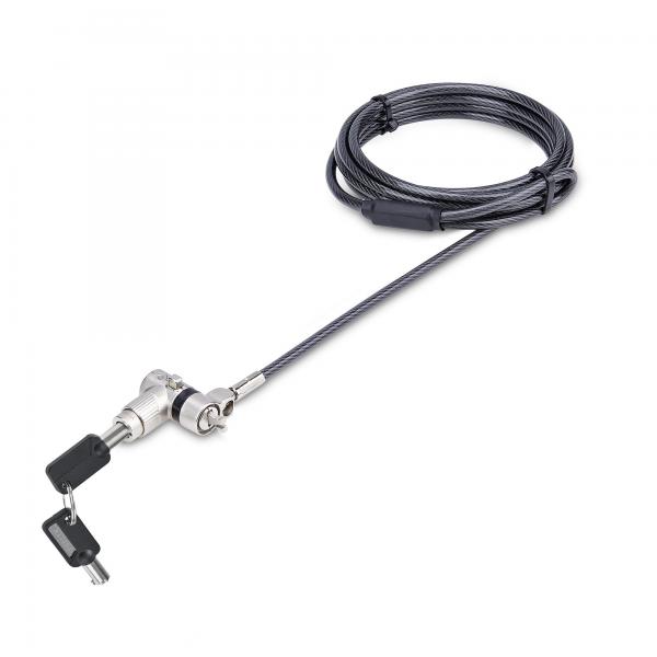StarTech.com Cavo di sicurezza universale 3 in 1 per laptop da 2m, cavo antifurto resistente al taglio con chiave master, compatibile con Noble Wedge®/Nano/K-Slot (3-IN-1 UNIVERSAL LAPTOP LOCK -