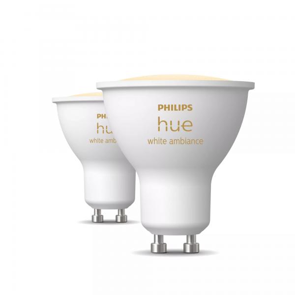 Philips Hue White ambiance 929003666702 soluzione di illuminazione intelligente Lampadina intelligente Bluetooth/Zigbee 4,2 W (Philips HueWA 4.2W GU10 2P EU)