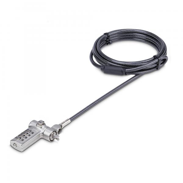 StarTech.com Cavi di Sicurezza per Notebook universali da 2m, cavo di sicurezza serializzato per notebook, compatibile con Nano/K-Slot, cavo a combinazione senza chiave, TAA (Startech Serialized Lapt