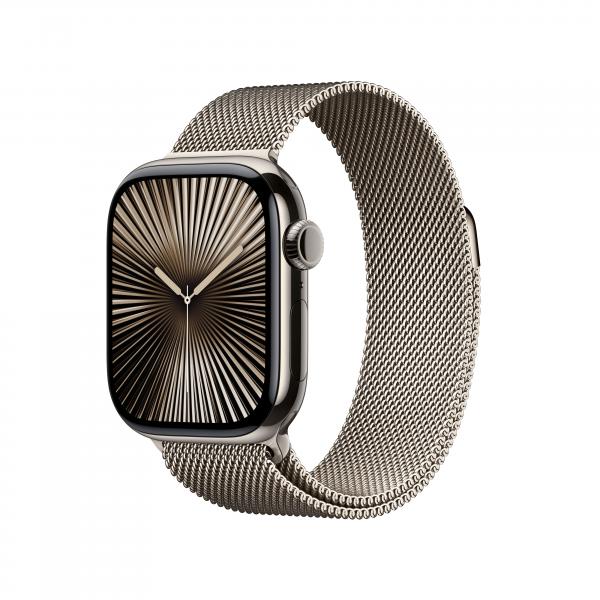 Apple Watch Series 10 Serie 10 GPS + Cellular 42mm Cassa in Titanio con Loop in maglia milanese (Apple Watch Series 10 [GPS + Cellular] - 42 mm - titanio naturale - smartwatch con bracciale milanese