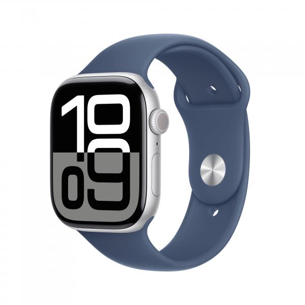 Apple Watch Series 10 OLED 46 mm Digitale 416 x 496 Pixel Touch screen 4G Argento Wi-Fi GPS [satellitare] (WATCH SRS 10 GPS+CELL 46MM - SILVER DENIM S/M)