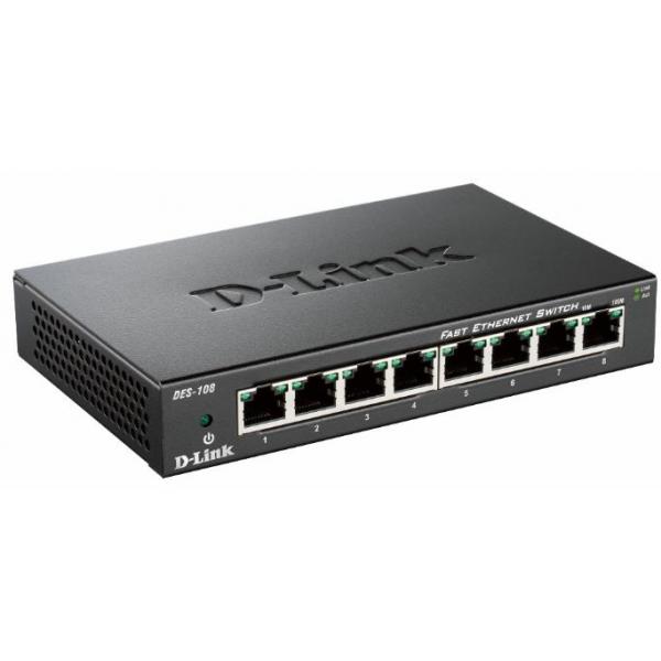 D-LINK SWITCH 8 PORTE 10/100 CASE METALLICO