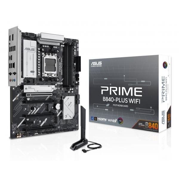 ASUS MB AMD B840PL, DDR5 PRIME B840-PL WIFI, AM5, B840, USB4, WIFI, MB, M2/SATA - immagine prodotto