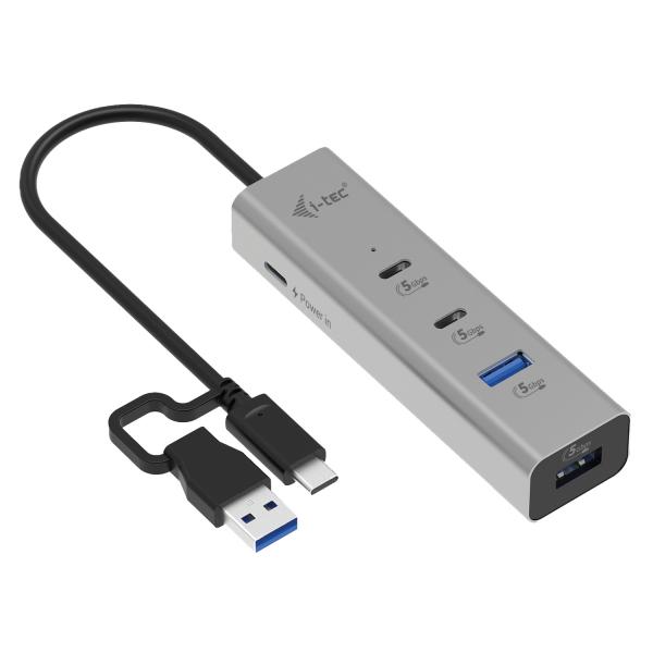 I-TEC HUB RICARICA UNIVERSALE, METALLO, 2X USB-C, 2X USB-A PORT, PD 85W