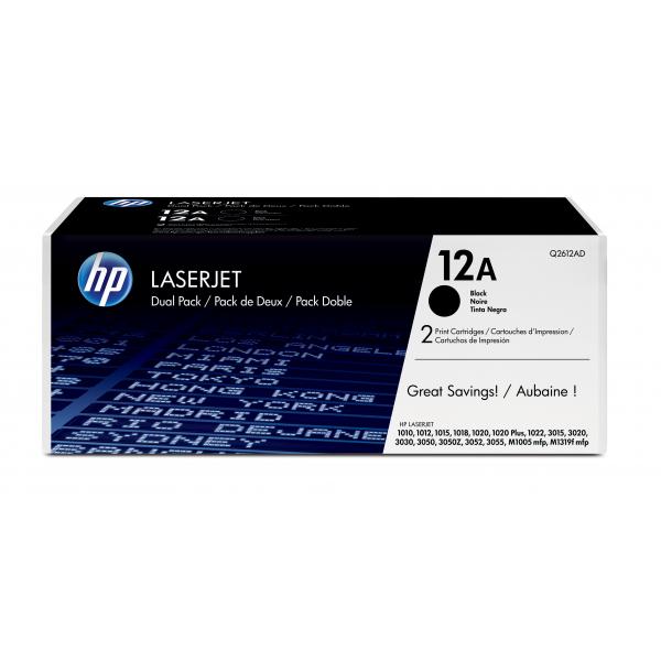 HP Confezione da 2 cartucce originali di Toner nero LaserJet 12A (HP 12A BLACK DUAL PACK TONERS LASERJET 1010 1012 1015 SERIES)