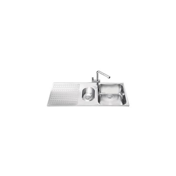 Lavello Smeg LTS102S2 inox 1+1/2 vasca con gocciolatoio sinistro 100x50 cm