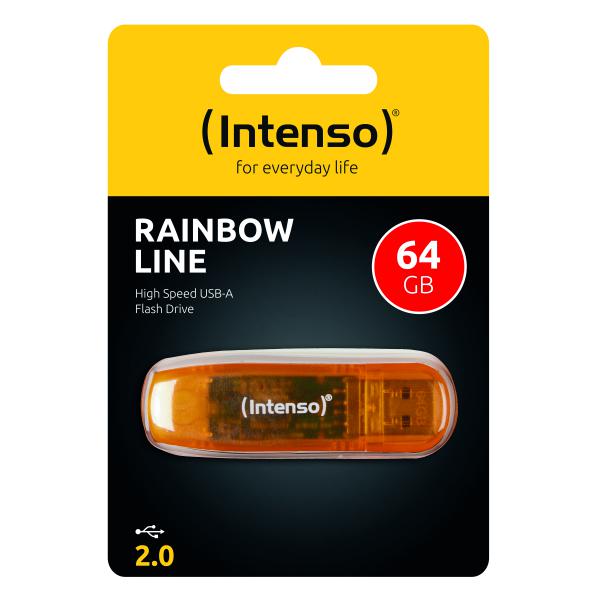 INTENSO RAINBOW LINE CHIAVETTA USB 2.0 64GB COLORE ARANCIONE 3502490