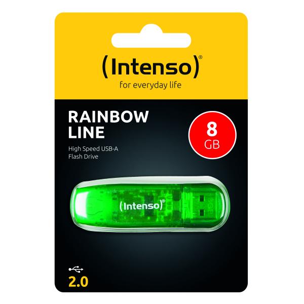 INTENSO RAINBOW LINE CHIAVETTA USB 8 GB INTERFACCIA USB 2.0 COLORE VERDE 3502460