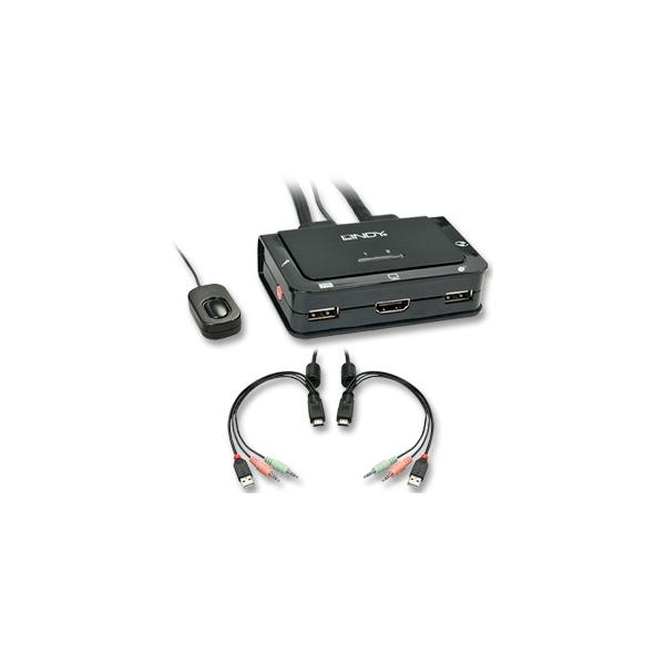 Switch KVM HDMI 4K30, USB 2.0 & Audio, 2 Porte