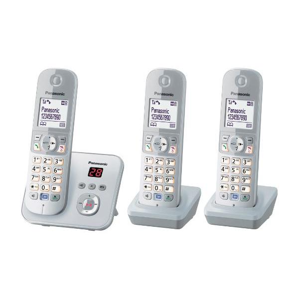 Panasonic KX-Tg6823 Telefono Dect Argento, Bianco Identificatore Di Chiamata