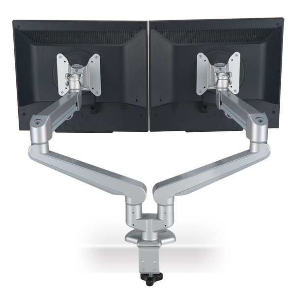 ROLINE Dual LCD Monitor Stand Pneumatic, Desk Clamp, Pivot 2 Joints