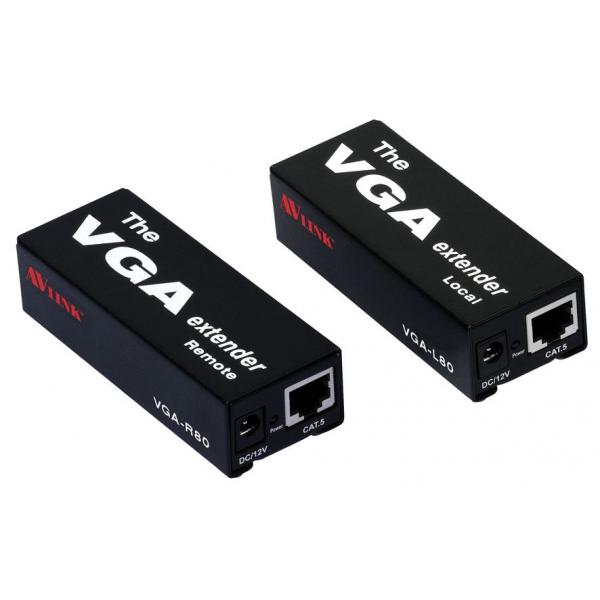 Cables Direct VGA-V080 moltiplicatore AV Trasmettitore e ricevitore AV Nero (CDL 80m SVGA Over Cat5e/Cat 6 Ext)