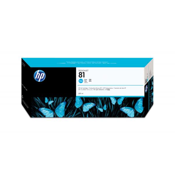 HP Cartuccia inchiostro dye ciano 81, 680 ml