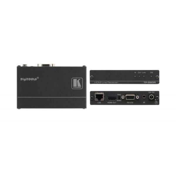 Kramer Electronics TP-580R Ricevitore AV Nero (TP-580R - 4K60 4:2:0 HDMI HDCP 2.2 Receiver with RS&ndash;232 & IR over Long&ndash;Reach HDBaseT)