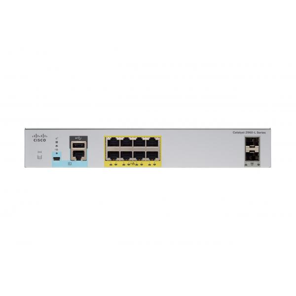 Cisco Catalyst 2960CX-8PC-L - Switch - gestito - 8 x 10/100/1000 (PoE+) + 2 x SFP + 2 x 10/100/1000 - desktop, montabile su rack, montabile su rail DIN, montaggio a parete - PoE+ (124 W)
