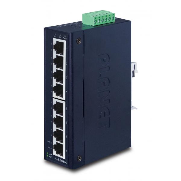 PLANET IGS-801M switch di rete Gestito L2/L4 Gigabit Ethernet [10/100/1000] 1U Blu (IP30 Slim type 8-P Industrial - Manageable Gigabit Ethernet - Switch [-40 to 75 degree C] - Warranty: 60M)