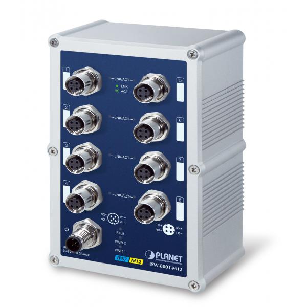 PLANET ISW-800T-M12 switch di rete Non gestito L2 Fast Ethernet (10/100) Blu, Grigio