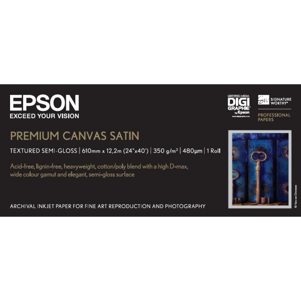 Epson Premium Canvas Satin, in rotoli da 60, 96cm [24''] x 12, 19m. (24 x 12.2m Premium Canvas Satin)