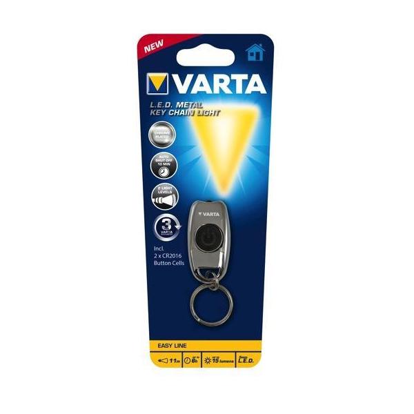 Varta Torcia Portachiavi LED Tascabile a Batteria Metal Key Chain Light