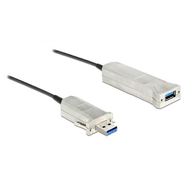 DeLOCK 50m USB3.0-A + USB Micro-B/USB3.0-A cavo USB USB 3.2 Gen 1 (3.1 Gen 1) USB A USB A/Micro-USB B Nero, Argento