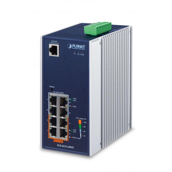 PLANET IGS-4215-4P4T switch di rete Gestito L2/L4 Gigabit Ethernet (10/100/1000) Supporto Power over Ethernet (PoE) Blu, Bianco