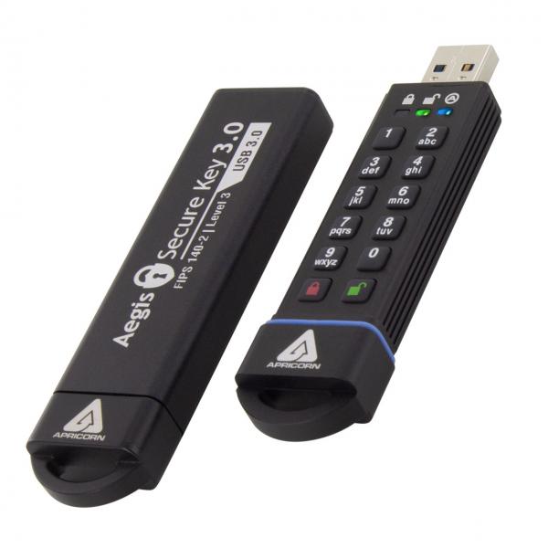 Apricorn Aegis Secure Key 3.0 unità flash USB 480 GB USB tipo A 3.2 Gen 1 (3.1 Gen 1) Nero