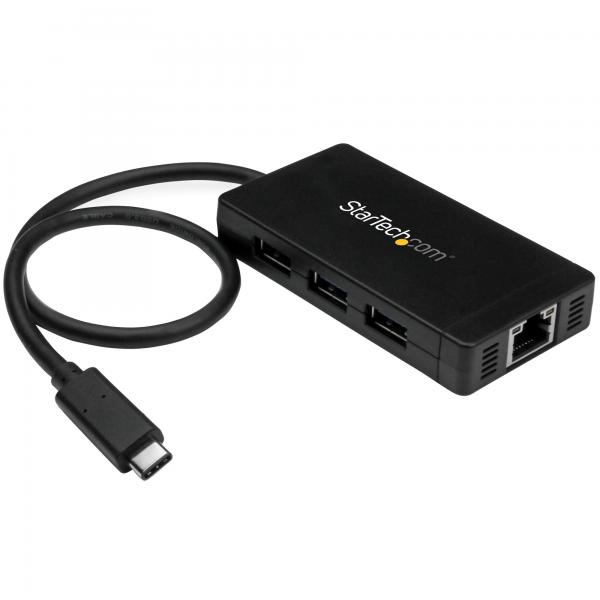 StarTech.com Hub USB 3.0 a 3 porte con USB-C e Ethernet Gigabit - Include Adattatore di Al...