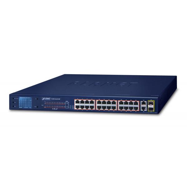 PLANET FGSW-2622VHP switch di rete Non gestito L2 Fast Ethernet (10/100) Supporto Power over Ethernet (PoE) 1U Blu