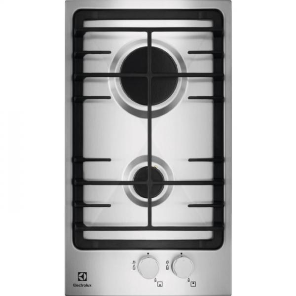 Electrolux Piano cottura gas EGG3322NVX Domino 29 cm 2 fuochi Bruciatori Fiamma Pura Griglie in Ghisa Estetica Inox Dimensioni (LxP) mm: 290x510 mm. Colore: acciaio inox 7332543475773