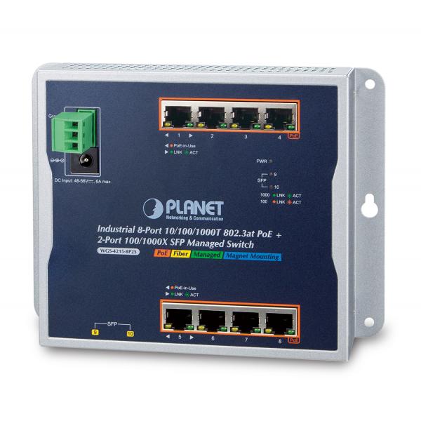 PLANET WGS-4215-8P2S switch di rete Gestito Gigabit Ethernet (10/100/1000) Supporto Power over Ethernet (PoE) Nero