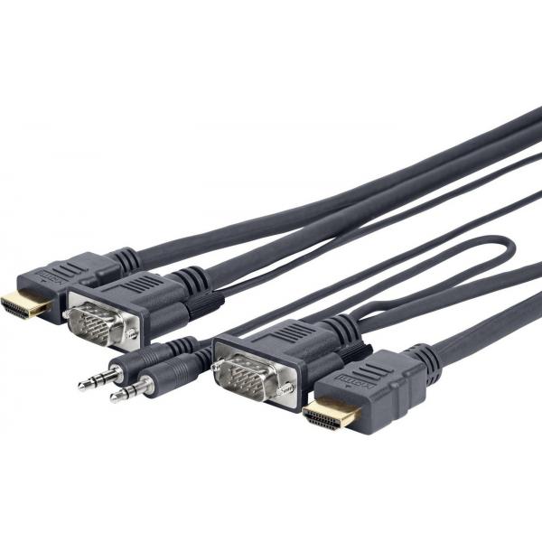 Vivolink PROVGAHDMIFLY3 cavo e adattatore video 3 m VGA [D-Sub] + 3.5mm HDMI tipo A [Standard] Nero (PRO VGA + Audio AND HDMI - . - Warranty: 144M)