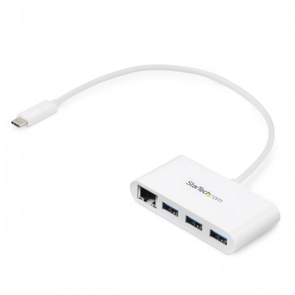 StarTech.com Hub USB 3.0 a 3 porte con Gigabit Ethernet - USB-C a 3x USB-A - Bianco