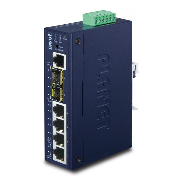 PLANET IGS-5225-4T2S switch di rete Gestito L2+ Gigabit Ethernet [10/100/1000] Blu (IP30 Industrial L2+/L4 4-Port - 10/100/1000T + 2-P 100/1000X - SFP Full Managed Switch [-40 to 75 C, dual redundant power input on 12~48VDC - Warranty: 60M)