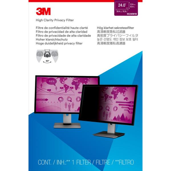 3M 7100136967 24" Monitor Filtro per la privacy senza bordi per display schermo anti-riflesso