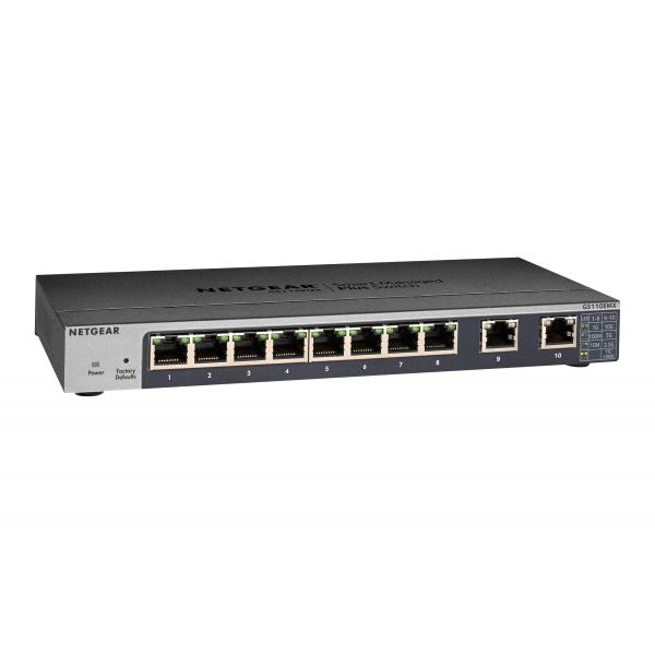 NETGEAR GS110EMX Gestito L2 10G Ethernet [100/1000/10000] Nero (8-PORT GB SMART MANAGED SWITCH - W. 2X10G/MULTI-GIG)