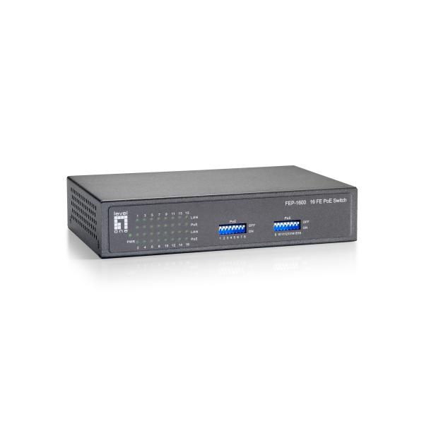 LevelOne FEP-1600W90 Fast Ethernet (10/100) Grigio Supporto Power over Ethernet (PoE)